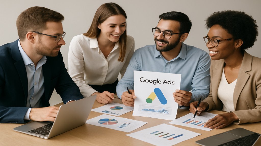Berater entwickeln gemeinsam eine Google Ads-Strategie.