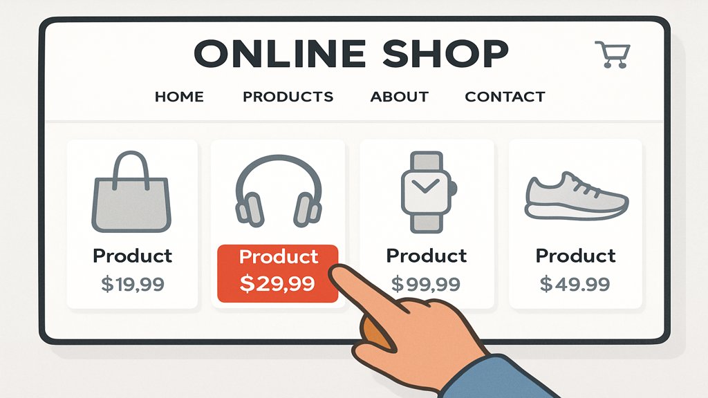 Ein Kunde, der in einem Online-Shop ein Produkt auswählt.