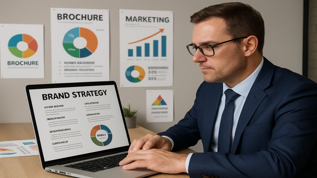 Ein Manager bei der Überprüfung einer B2B Markenstrategie.