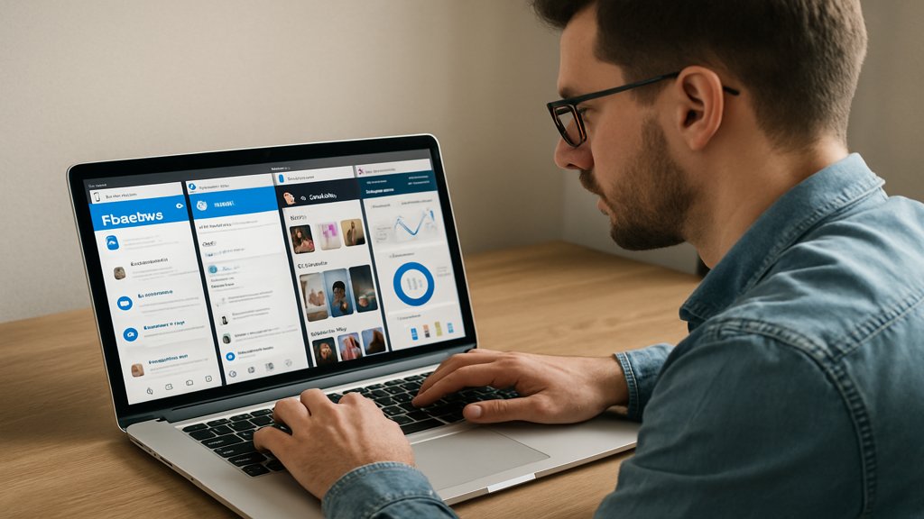 Ein Social-Media-Manager bei der Arbeit mit Analyse-Tools und sozialen Netzwerken.
