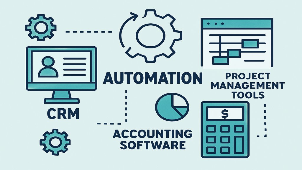 Eine Infografik über Automatisierungstools für Agenturen.
