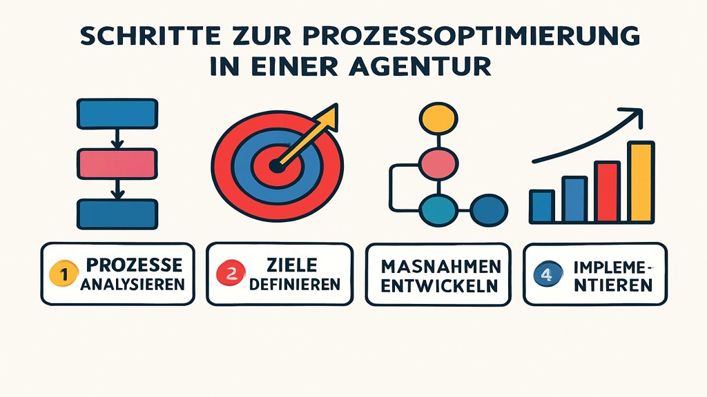 Eine Infografik zur Optimierung von Agentur Prozessen.