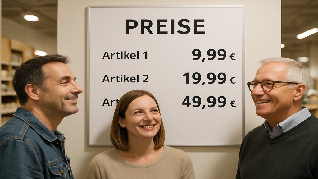 Eine moderne Preistafel, die Kunden anspricht und Vertrauen schafft.