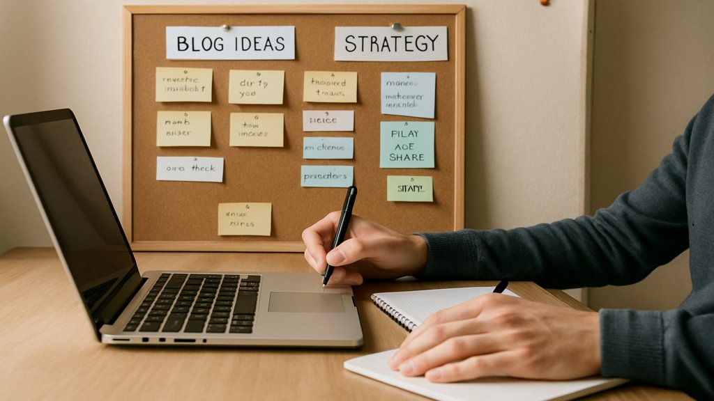 Eine Person erstellt Inhalte für einen Corporate Blog an ihrem Laptop.