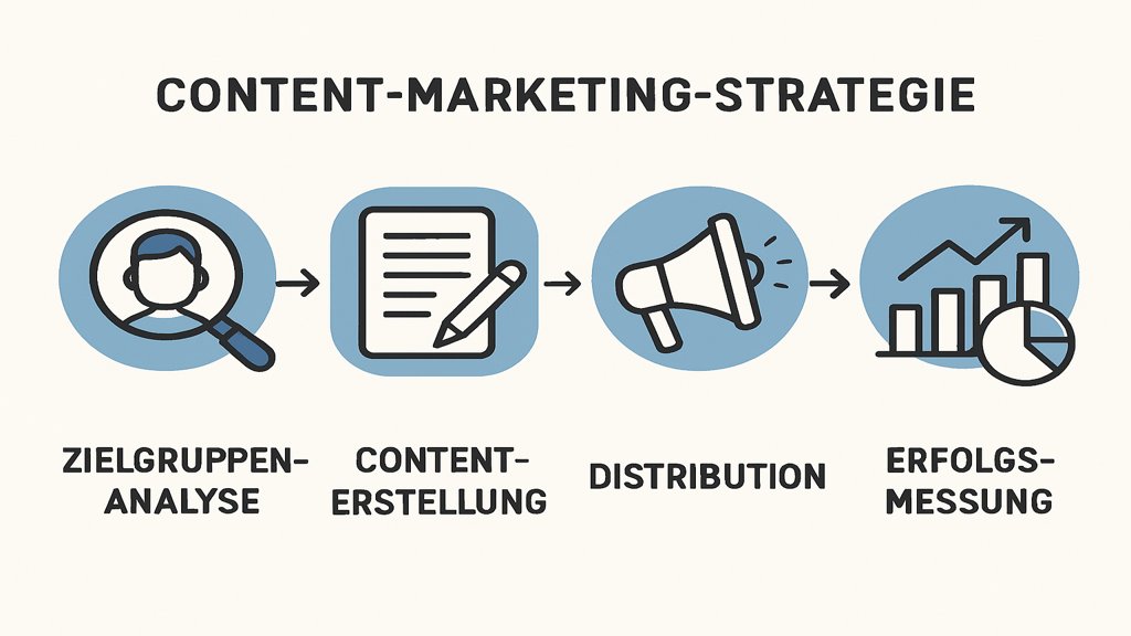 Infografik der Schritte einer Content-Marketing-Strategie.