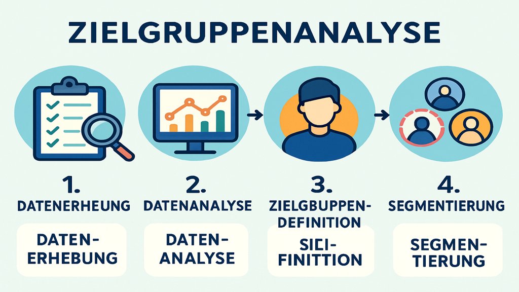 Infografik der Schritte einer Zielgruppenanalyse im B2B-Bereich.