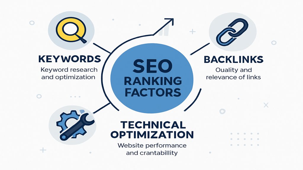 Infografik der wichtigsten SEO-Ranking-Faktoren für Dienstleister.