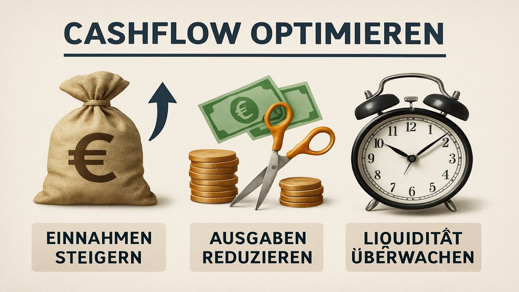 Infografik mit Cashflow-Optimierungsstrategien.