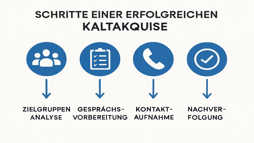 Infografik mit den Schritten einer erfolgreichen Kaltakquise.