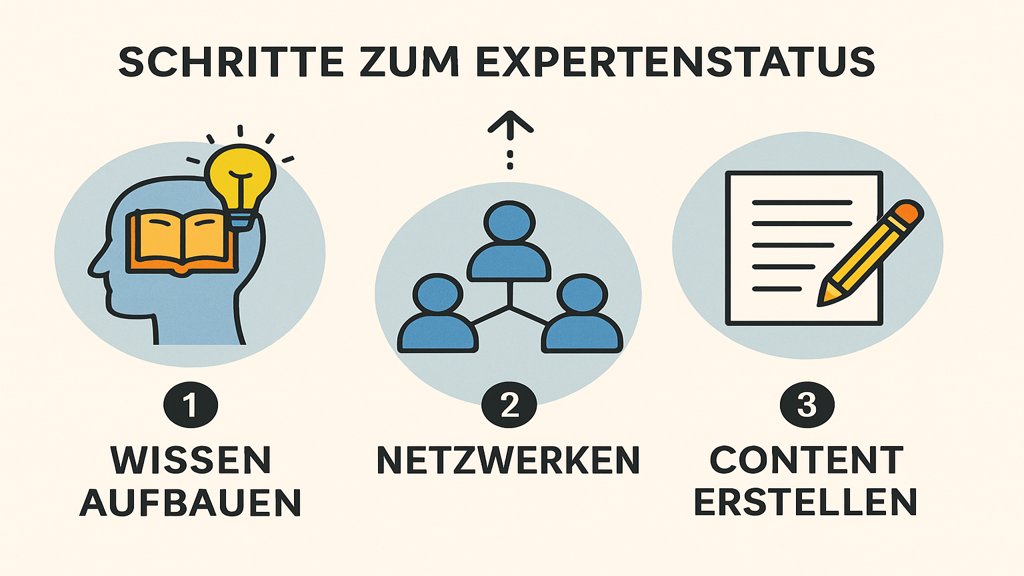 Infografik mit den Schritten zur Erreichung des Expertenstatus.