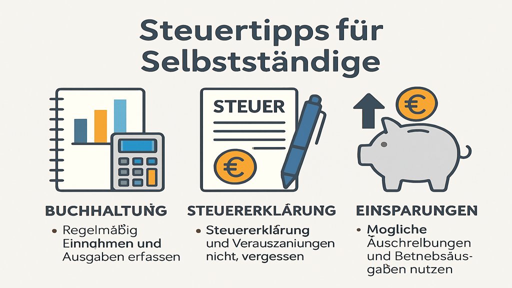 Infografik mit den wichtigsten Steuertipps für Selbstständige.