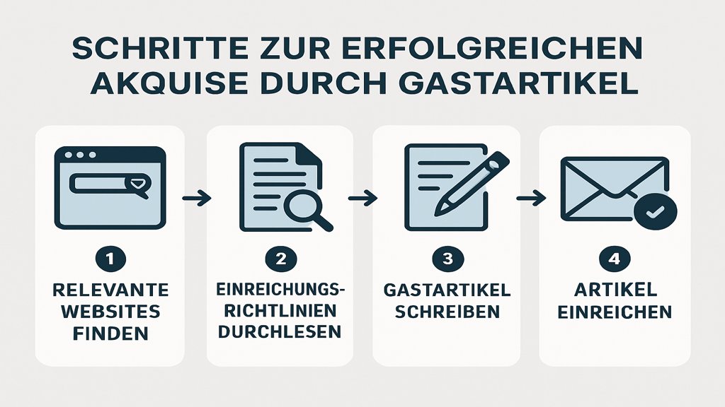 Infografik über die Schritte zur Akquise durch Gastartikel.