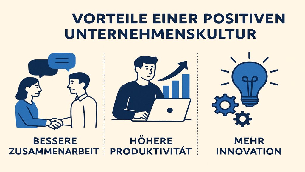 Infografik über die Vorteile einer positiven Unternehmenskultur.