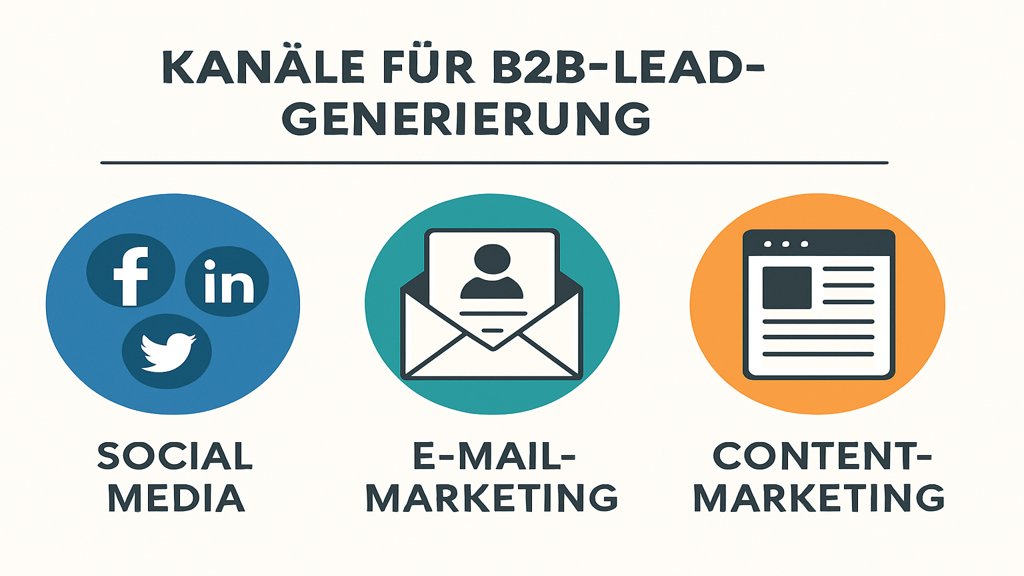 Infografik über Kanäle für B2B-Lead-Generierung.