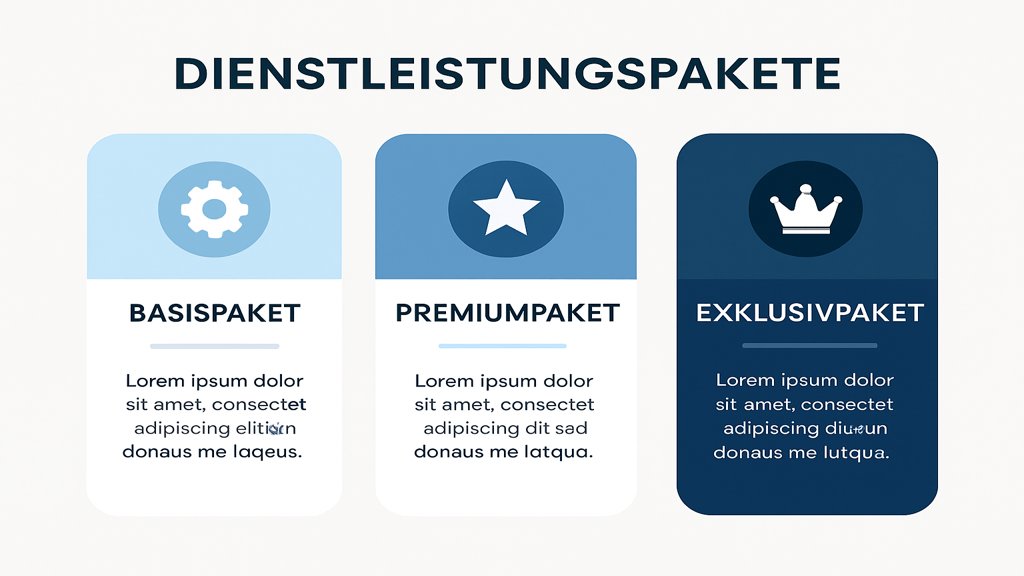 Infografik über verschiedene Arten von Dienstleistungspaketen.