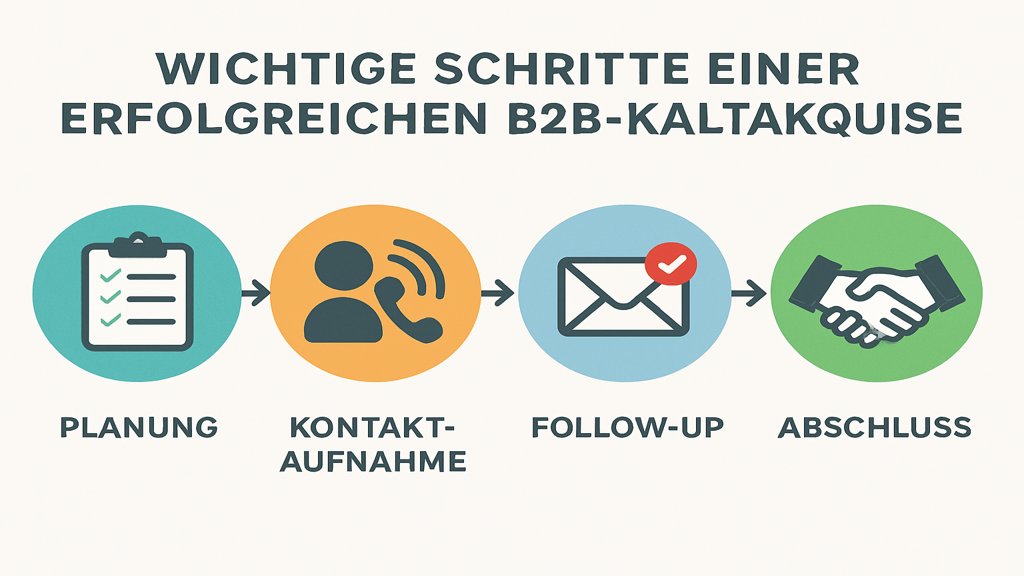 Infografik zu den Schritten einer erfolgreichen B2B-Kaltakquise.