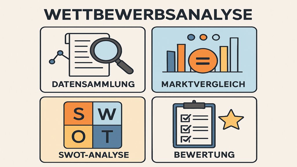 Infografik zu den Schritten einer Wettbewerbsanalyse.