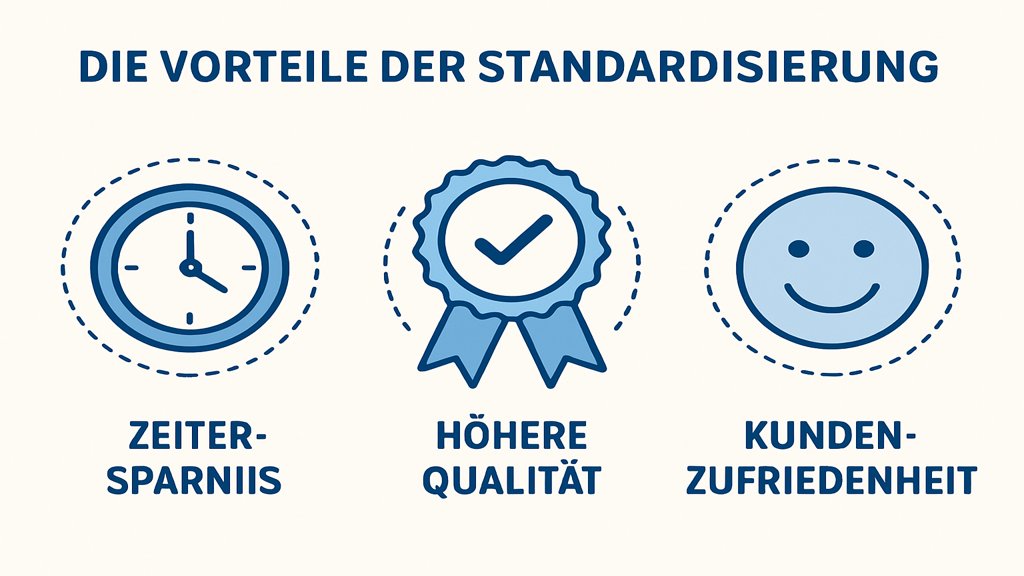 Infografik zu den Vorteilen der Standardisierung von Dienstleistungen.