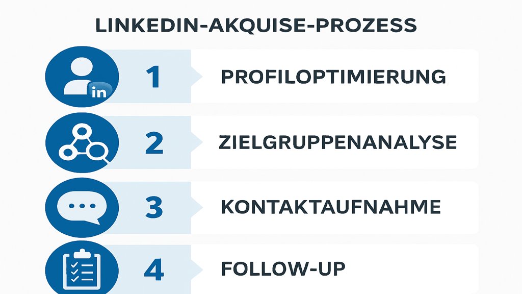 Infografik zu LinkedIn-Akquise-Schritten.