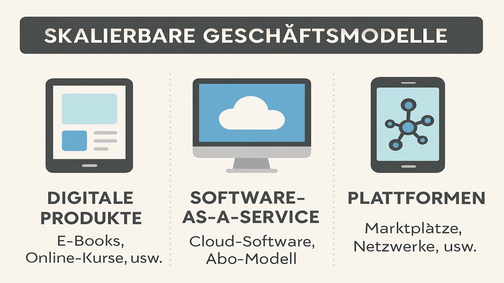 Infografik zu verschiedenen Arten von skalierbaren Geschäftsmodellen.
