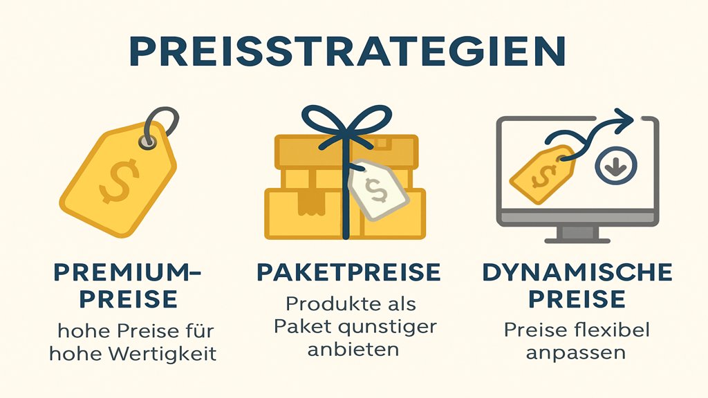 Infografik zu verschiedenen Preisstrategien für Dienstleistungen.
