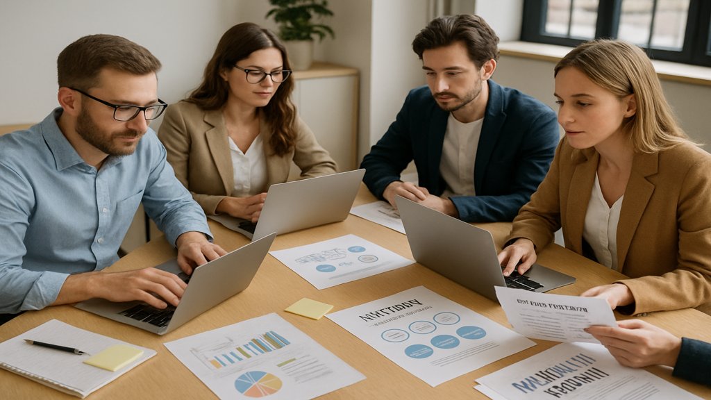 Marketingexperten bei der Arbeit an Strategien für die Lead Generierung.