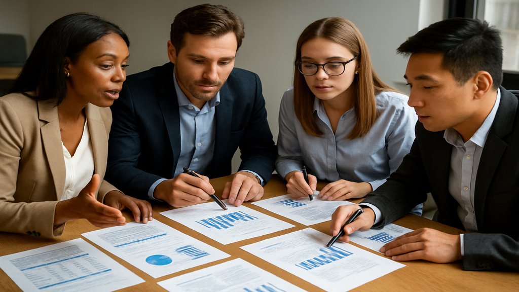 Menschen in einem Meeting, die Cashflow-Strategien besprechen.