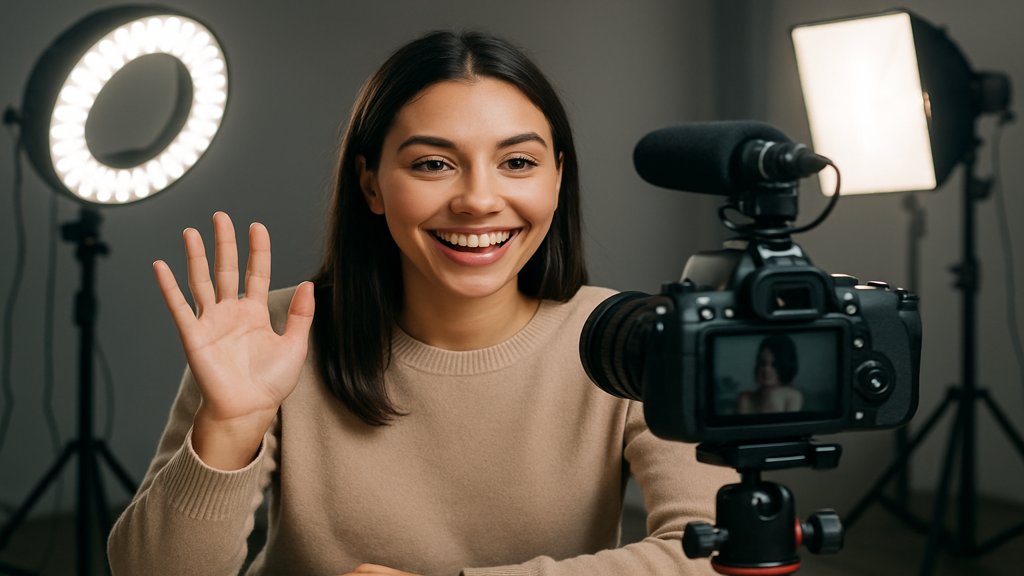 Person nimmt ein Video für Social Media auf, um ihre Marke zu stärken.