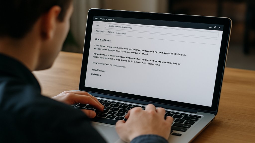 Person schreibt eine professionelle E-Mail zum Nachfassen eines Angebots.
