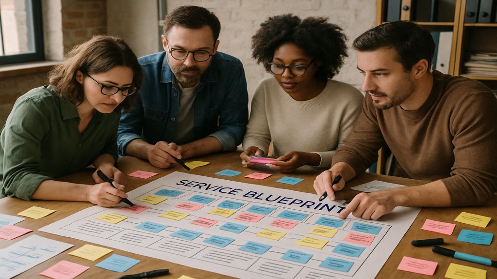 Workshop-Team erstellt einen Service Blueprint.
