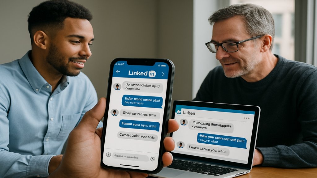 Zwei Personen, die sich über LinkedIn-Nachrichten austauschen.