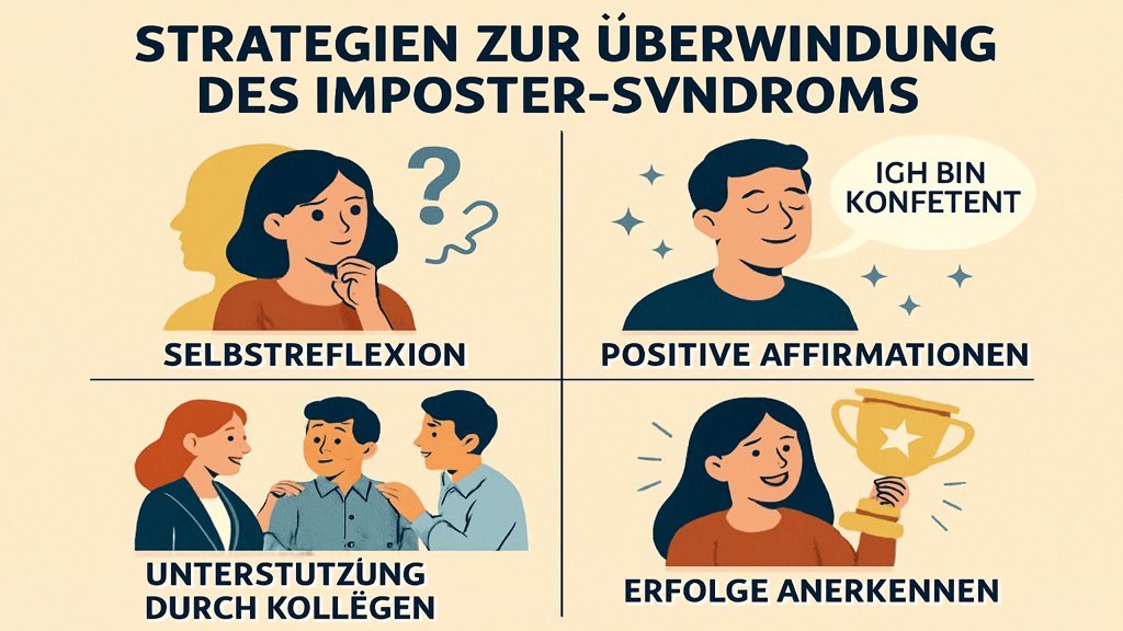 Infografik mit Strategien zur Überwindung des Imposter Syndroms.