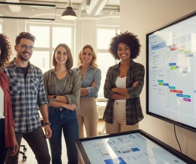 Ein Team in einer Agentur, das erfolgreich Projektmanagement-Methoden anwendet.