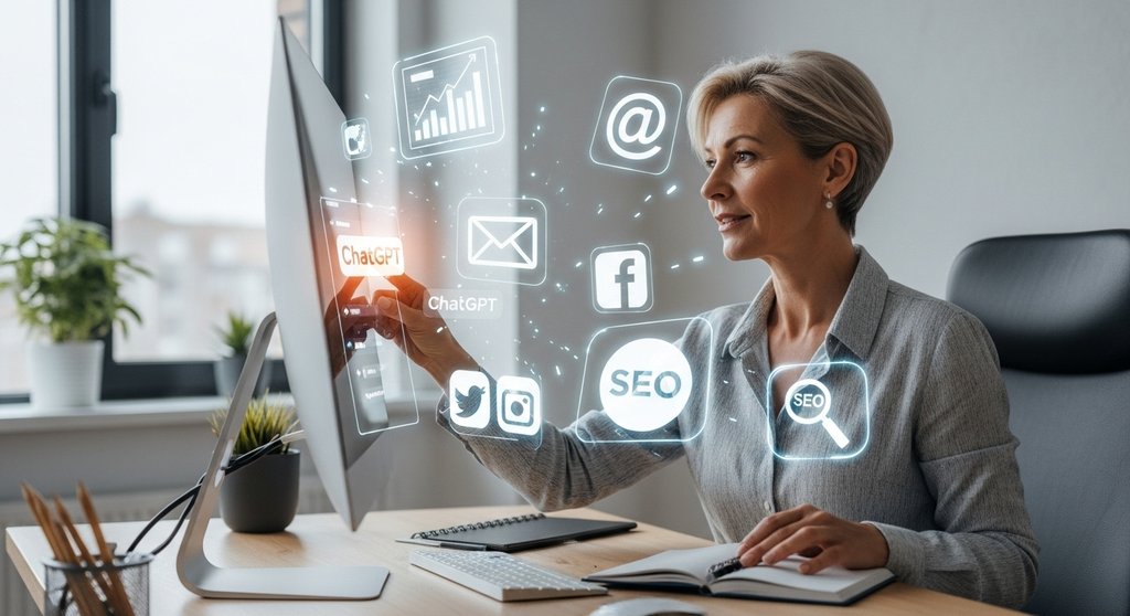 Eine Marketing-Expertin nutzt ChatGPT als strategischen Co-Piloten für ihre Marketing-Kampagnen.