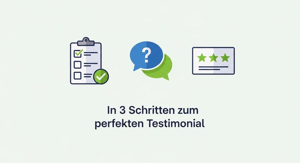 Infografik zum Prozess des Sammelns von Kundenstimmen in drei Schritten.