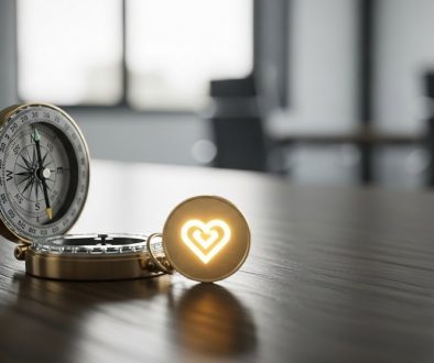 Ein Kompass zeigt auf eine Münze, als Symbol für den Customer Lifetime Value als Richtungsweiser für Unternehmen.