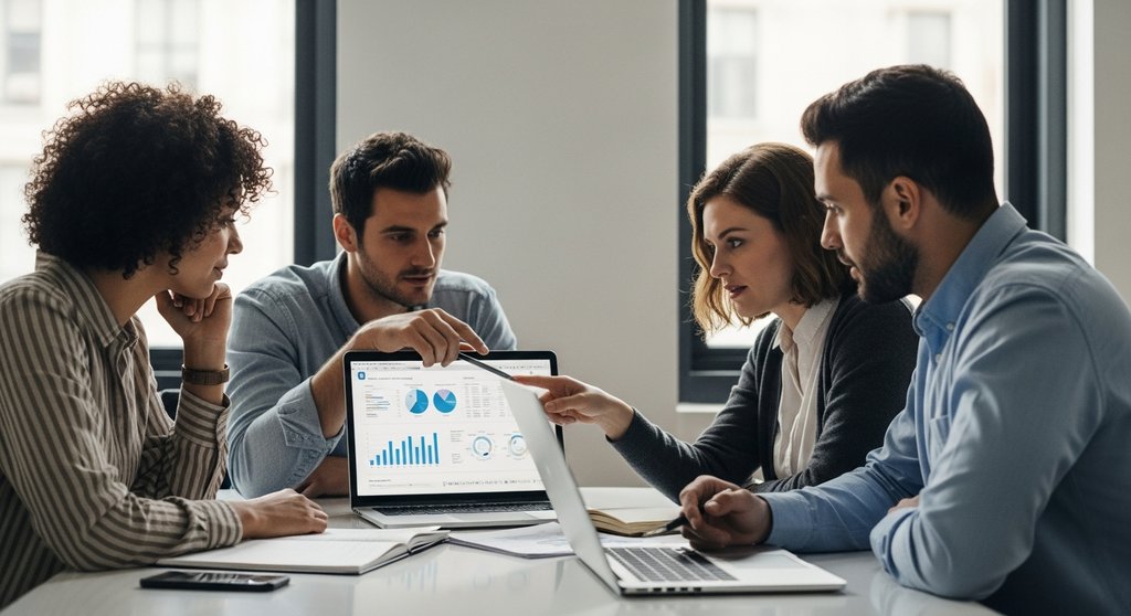 Ein Team von Experten analysiert die Online-Reputation eines Kunden im Rahmen des Managements.