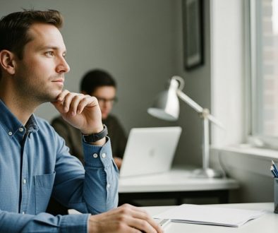 Ein Unternehmer nutzt einen virtuellen Assistenten, um sich auf strategische Ziele zu konzentrieren.