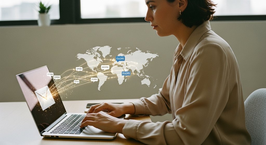 Ein Vertriebsexperte analysiert mit einem E-Mail-Tracking-Tool die Interaktionen seiner Empfänger weltweit.