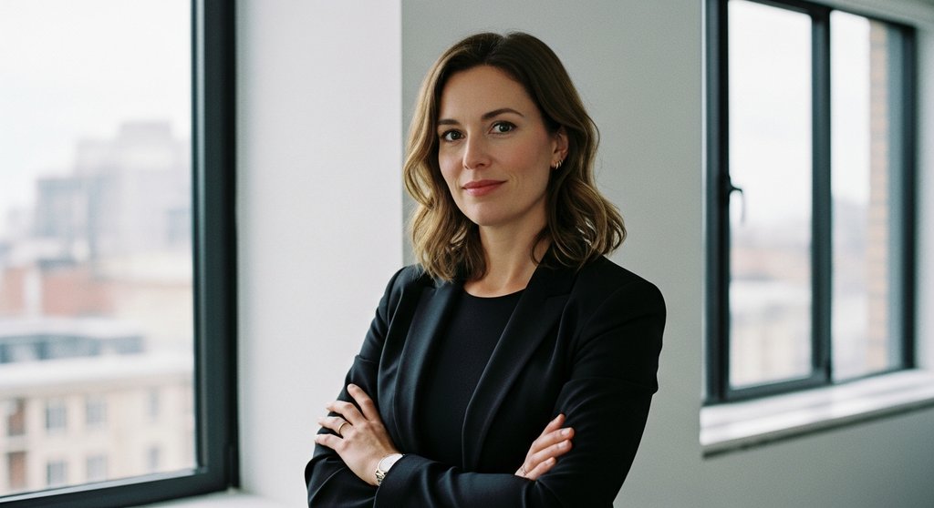 Eine Agentur-Gründerin, die durch strategische Public Relations Autorität ausstrahlt.