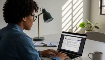 Experte freut sich über eine erfolgreiche Antwort auf eine HARO-Anfrage am Laptop.