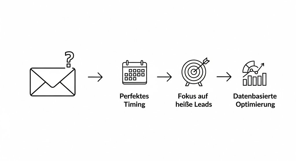 Infografik, die die Vorteile von E-Mail-Tracking zeigt: besseres Timing, Lead-Fokus und datenbasierte Optimierung.