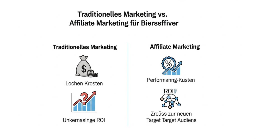 Infografik: Vergleich von traditionellem Marketing und Affiliate Marketing für Dienstleister.