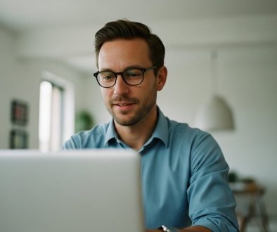 Selbstbewusster Freelancer verhandelt erfolgreich seinen Stundensatz in einem Videocall.