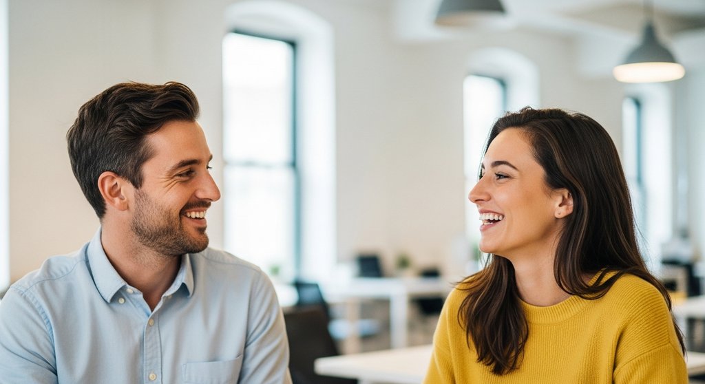 Zwei Fachleute bauen beim Networking in einem modernen Büro eine wertvolle Beziehung auf.
