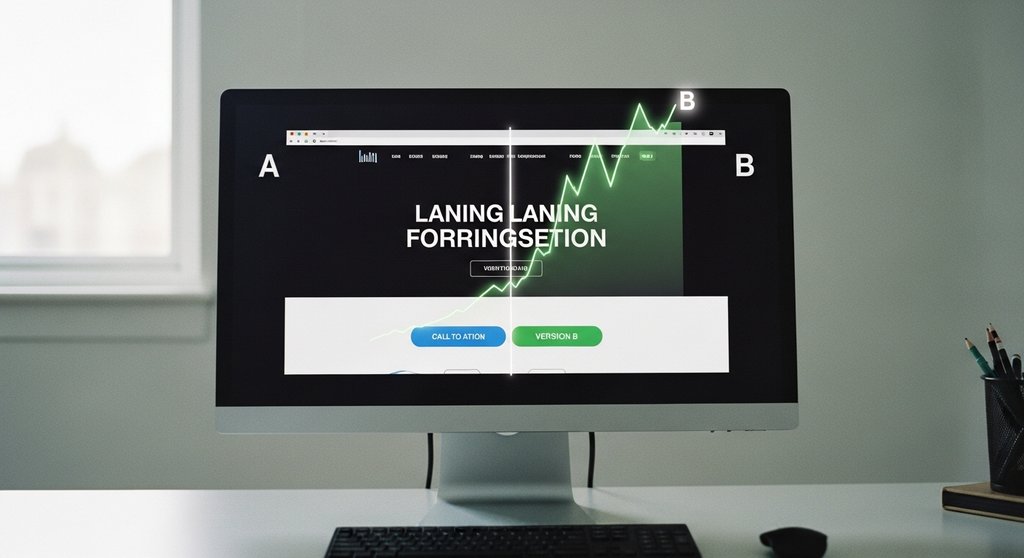 A/B-Test einer Landingpage, bei dem die Conversion Rate von zwei verschiedenen Button-Farben verglichen wird.