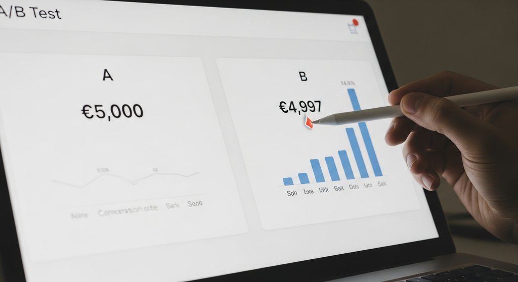 A/B-Test einer psychologischen Preisstrategie auf einem Dashboard.
