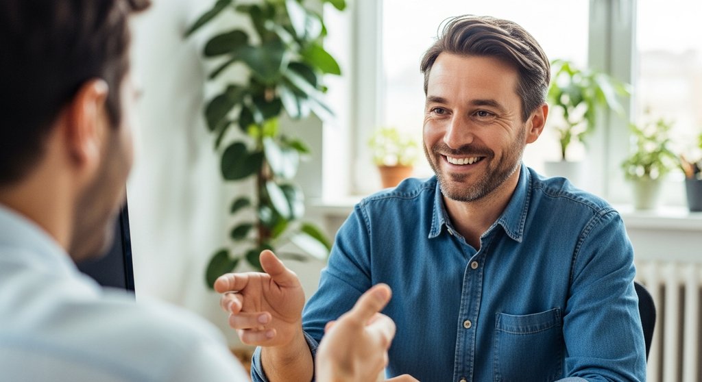Agentur-Chef in einem Videocall, der die Wichtigkeit der persönlichen Kundenbindung für den CLV unterstreicht.