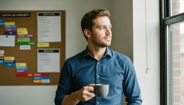 Agentur-Inhaber kalkuliert Projektpreise und sichert so die Profitabilität seines Projekts.