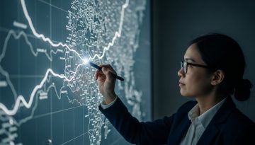 Ein Experte findet eine profitable Nische für sein Business, indem er einen klaren Weg auf einer Markt-Karte nachzeichnet.